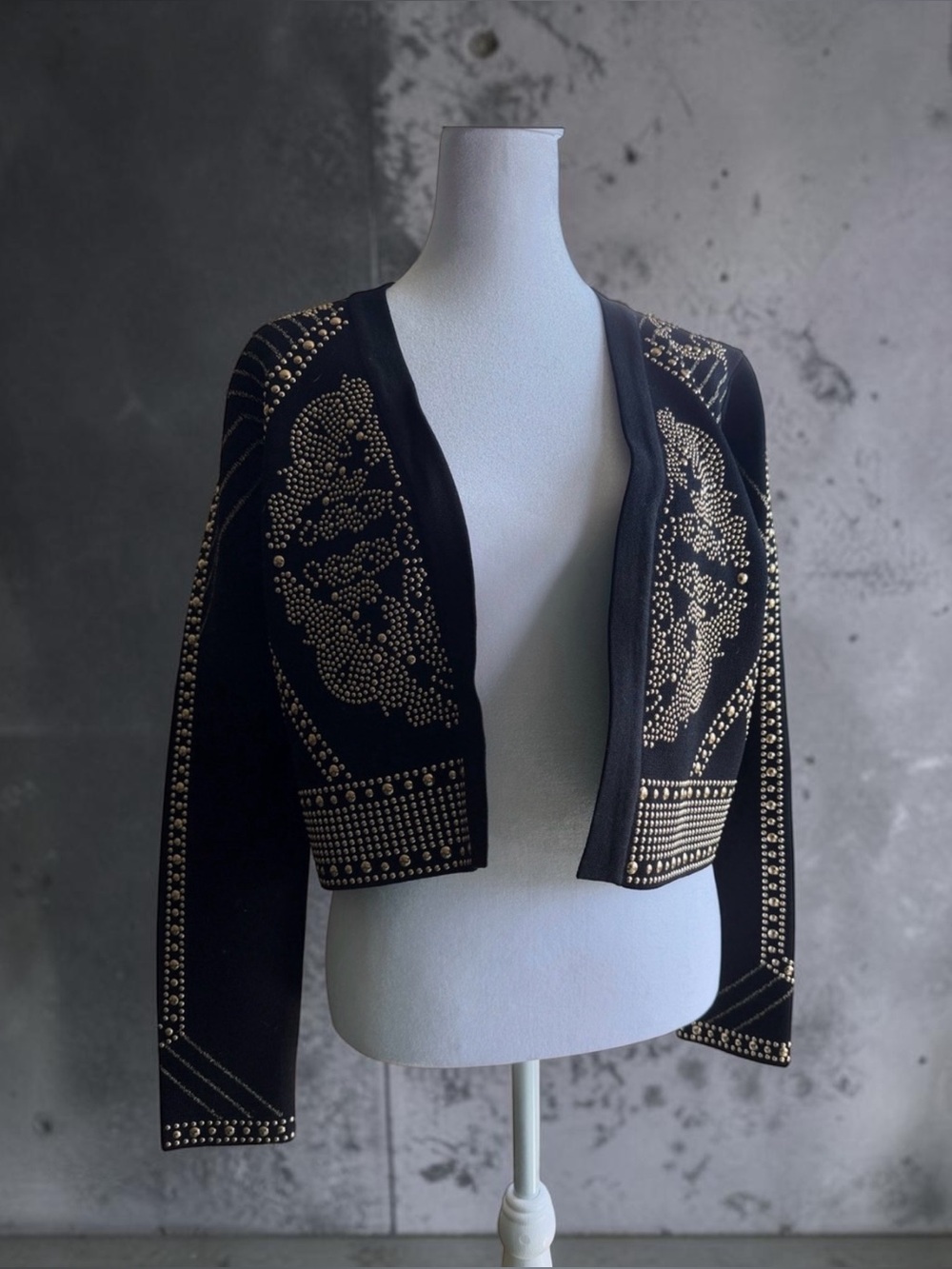 Karen Millen Black Cropped Studded Embellished Blazer Jacket